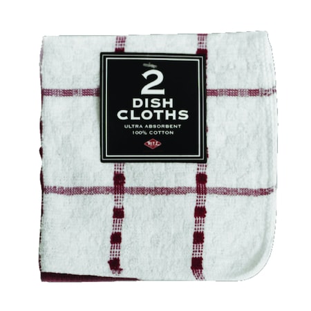 Paprika Cotton Check/Solid Dish Cloth , 2PK